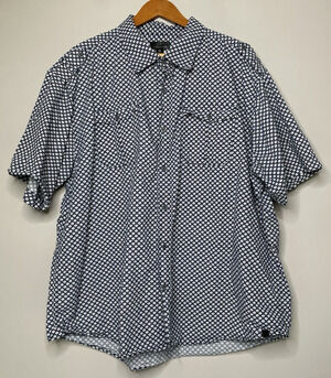 Steve's Jeans Men's 2X Blue White Floral Button Up Shirt Cotton Short Sleeve